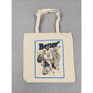 Just Better Tote Bag Womens Large Beige Basketball Sports Graphic Canvas Shopper